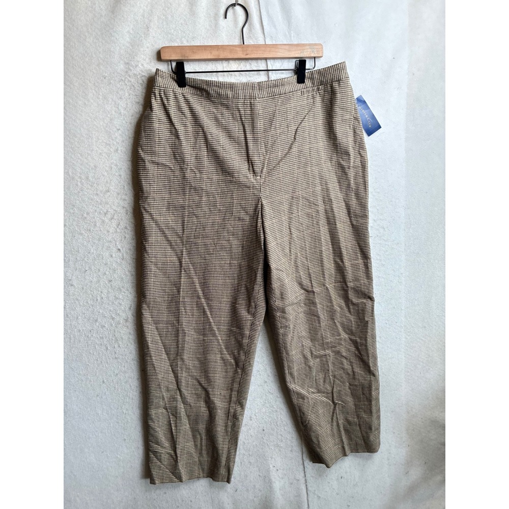 NWT Charter Club Chelsea Houndstooth Pants Black Wheat Straight Leg Trousers 16